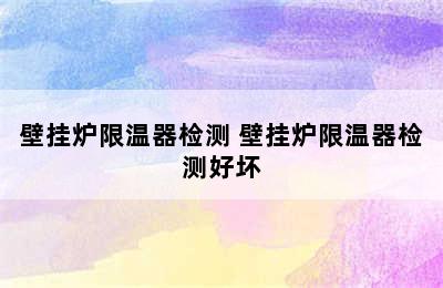 壁挂炉限温器检测 壁挂炉限温器检测好坏